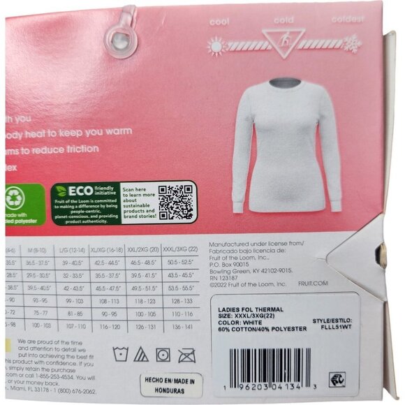 Fruit of the Loom EverSoft Women's Waffle Crew Shirt Size White 3X (22) NEW - Picture 11 of 11